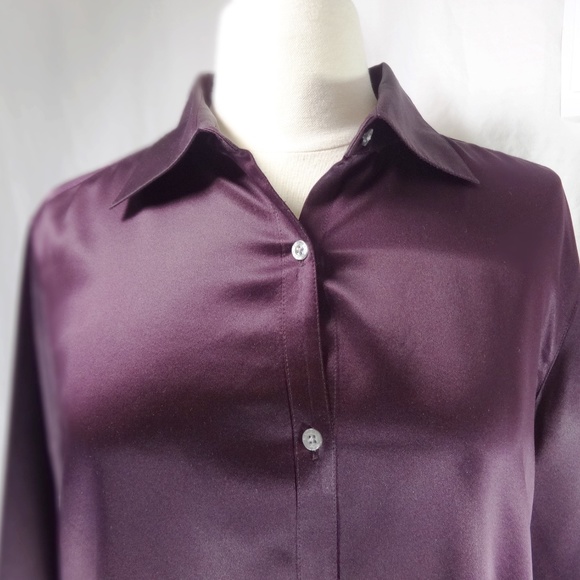 LAUREN RALPH LAUREN Purple Silk Button Shirt 10 - Picture 2 of 8